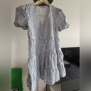 Zara Navy and White Striped Dress